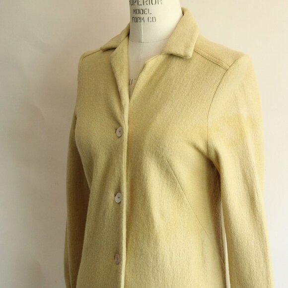 Vintage 1960s Coat Dress, Fred Roithschild Yellow Wool - Picture 7 of 10